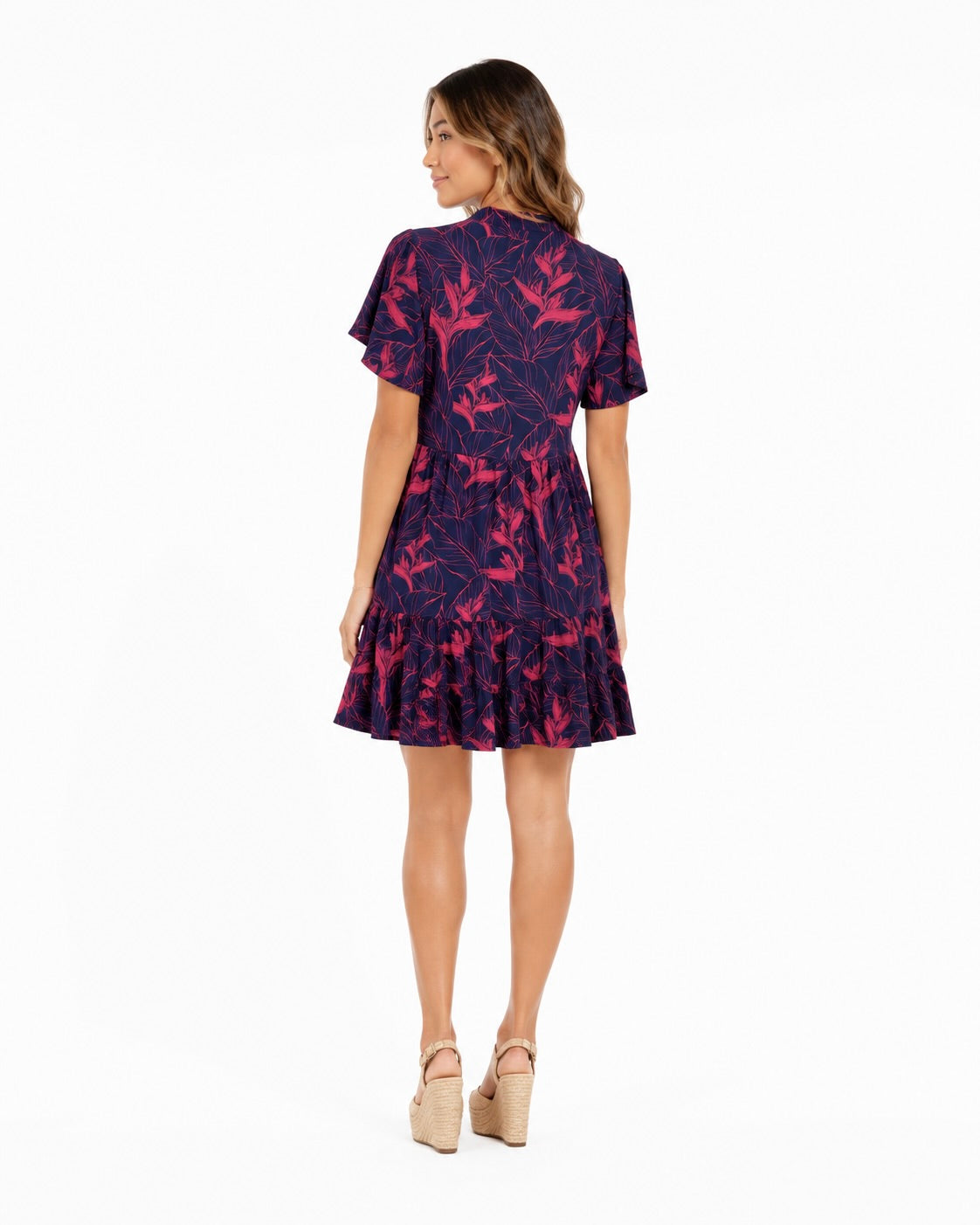 Nāhiku / Maile Mini Dress / Rosé on Indigo KEANI APPAREL