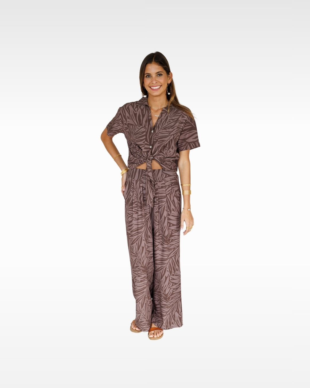 Pretty In Palms / Hele Tie-Top / Coffee Bean KEANI APPAREL