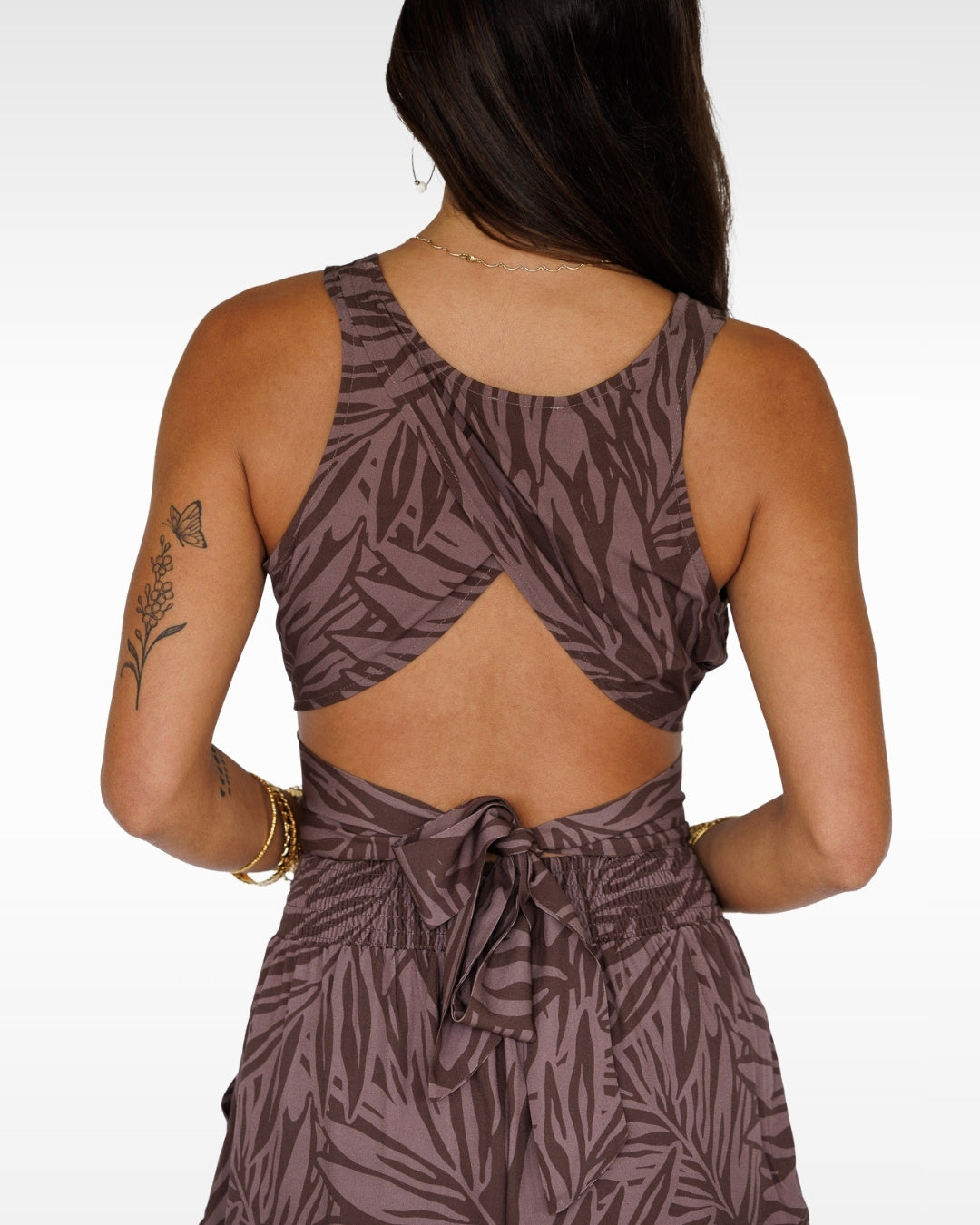 Pretty In Palms / Hoku Tie-Back Top / Coffee Bean KEANI APPAREL