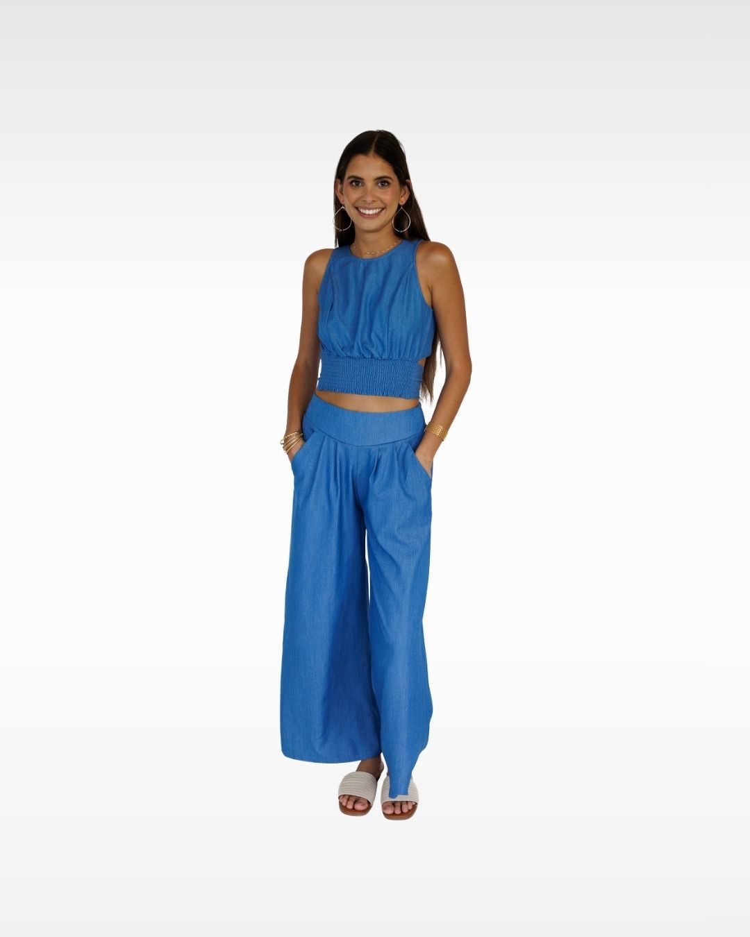 Hoku Tie-Back Top / Denim Drift KEANI APPAREL