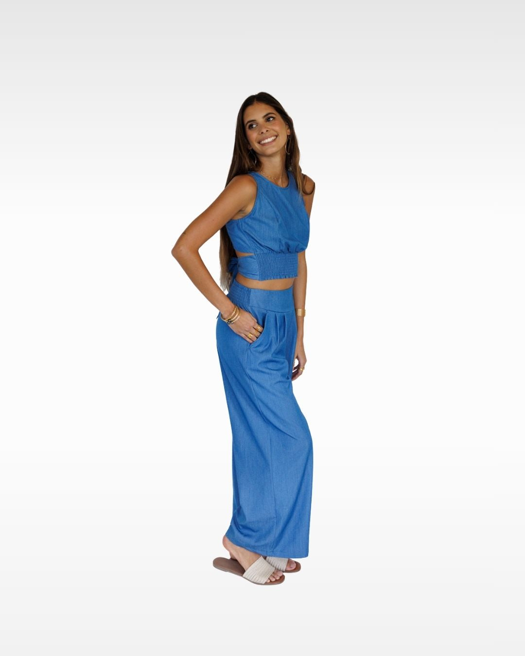 Hoku Tie-Back Top / Denim Drift KEANI APPAREL