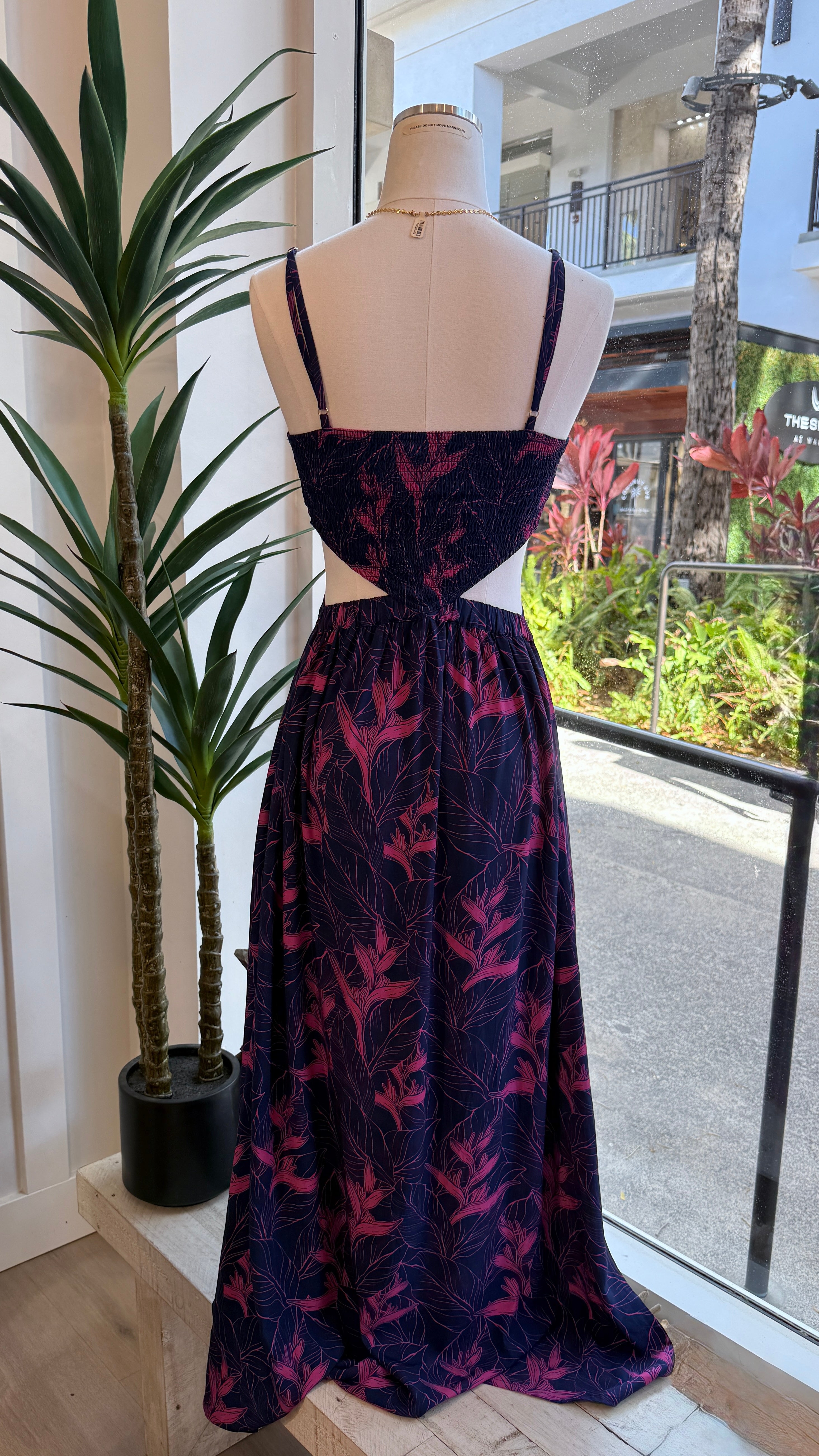 Nāhiku / Kona Cut-Out Maxi Dress / Rosé on Indigo KEANI APPAREL