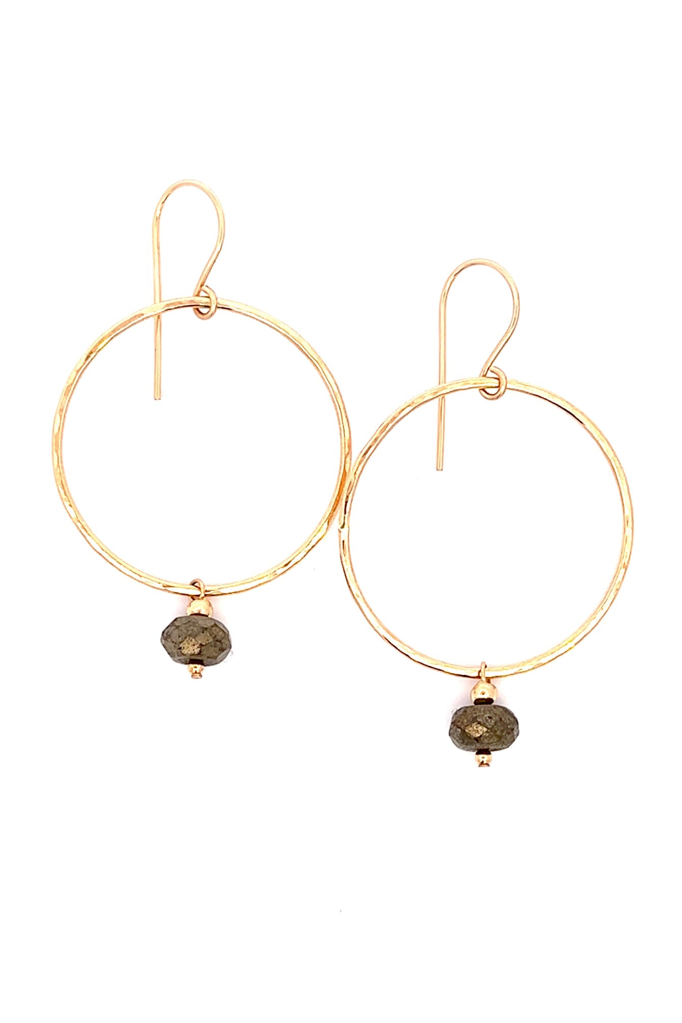 Small Pyrite Accented Hoops (Drop Style)