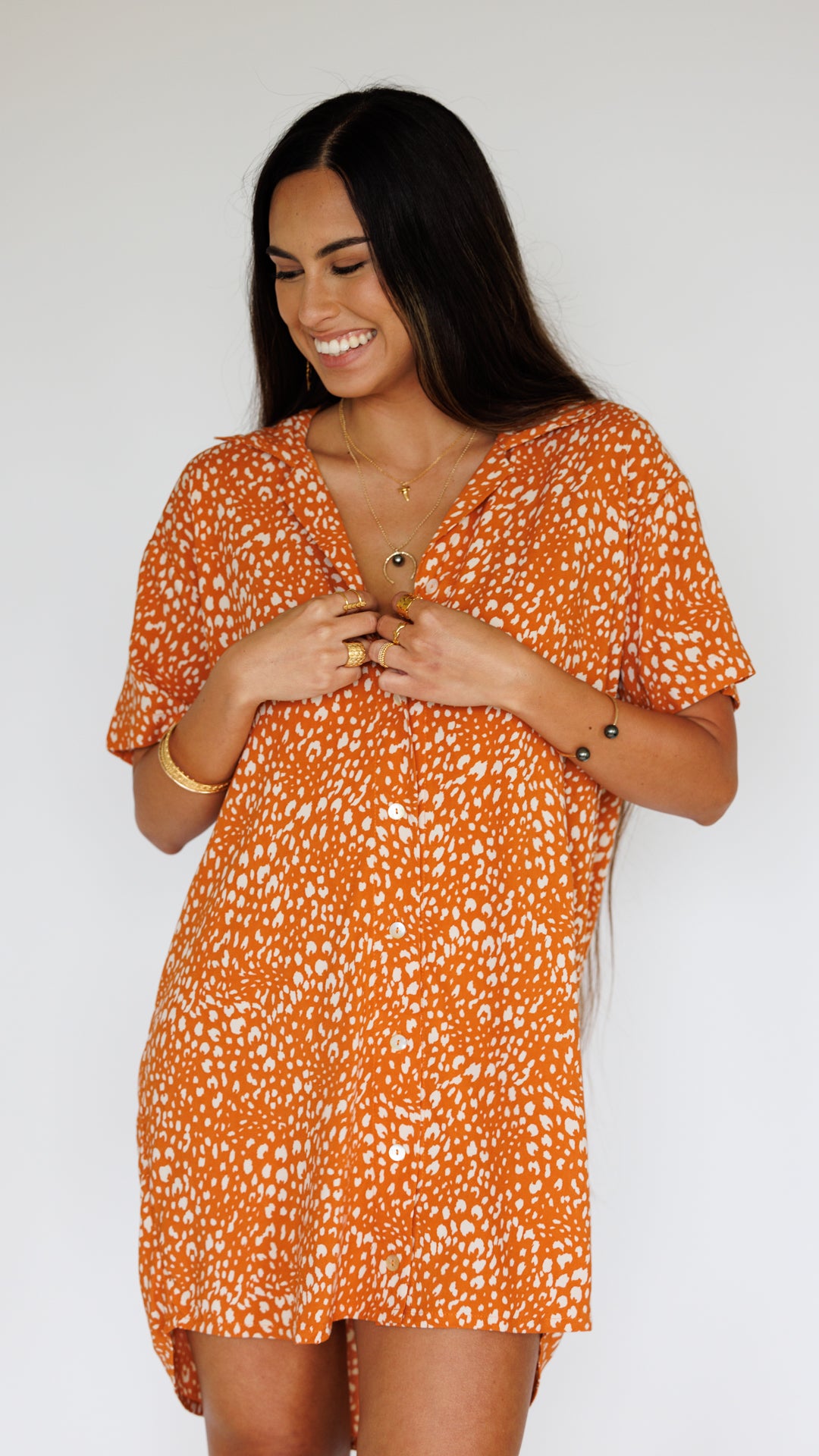 Maui Shirt Dress / Speckled Papaya