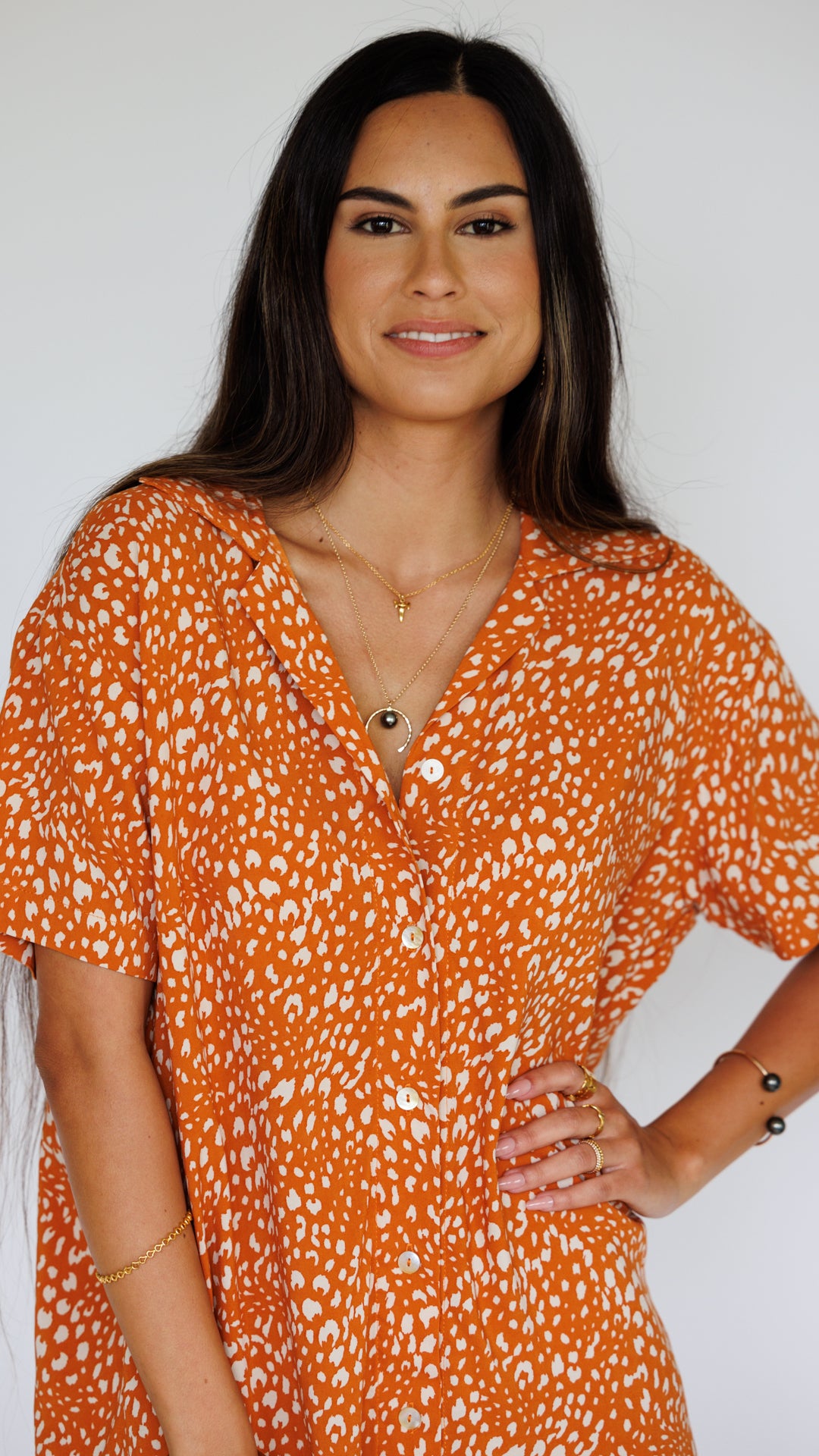 Maui Shirt Dress / Speckled Papaya