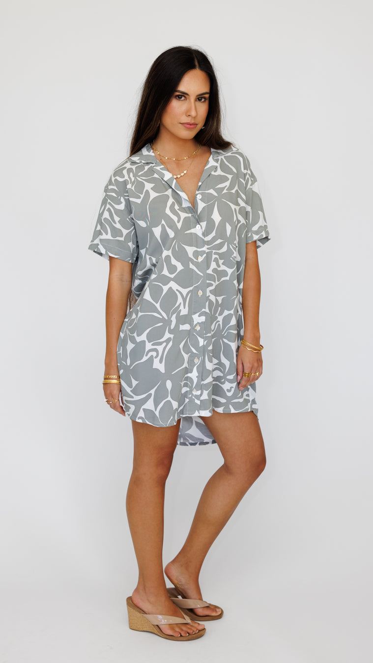 Maui Shirt Dress / Honolulu Silver