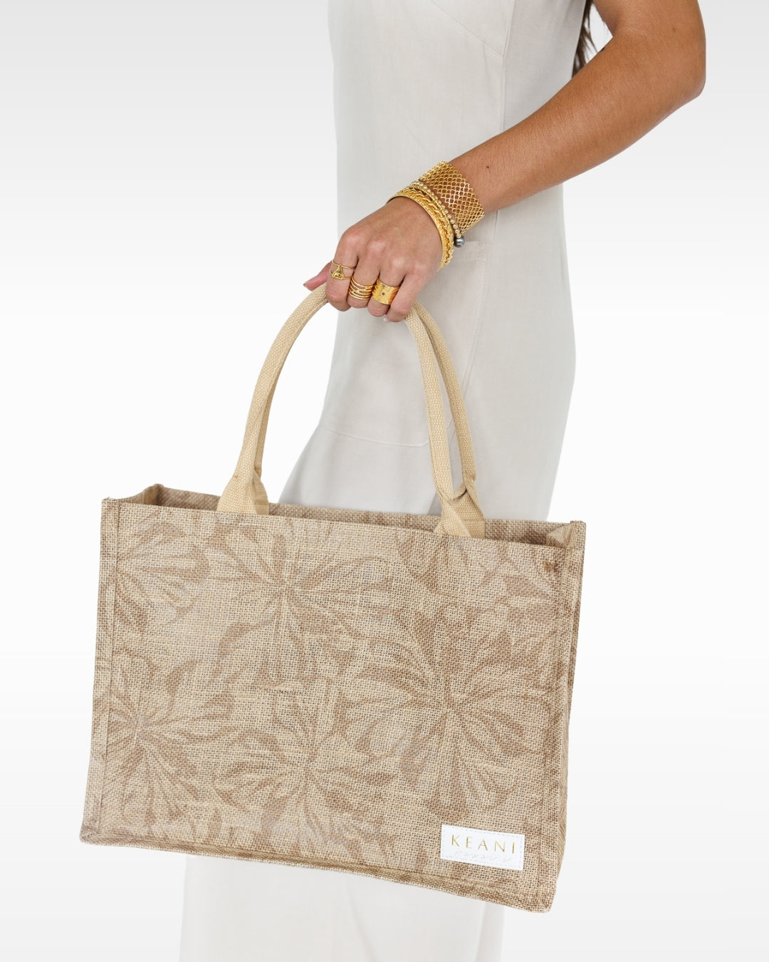 Keani Hawai'i Hibiscus Jute Bag / Large KEANI HAWAI`I