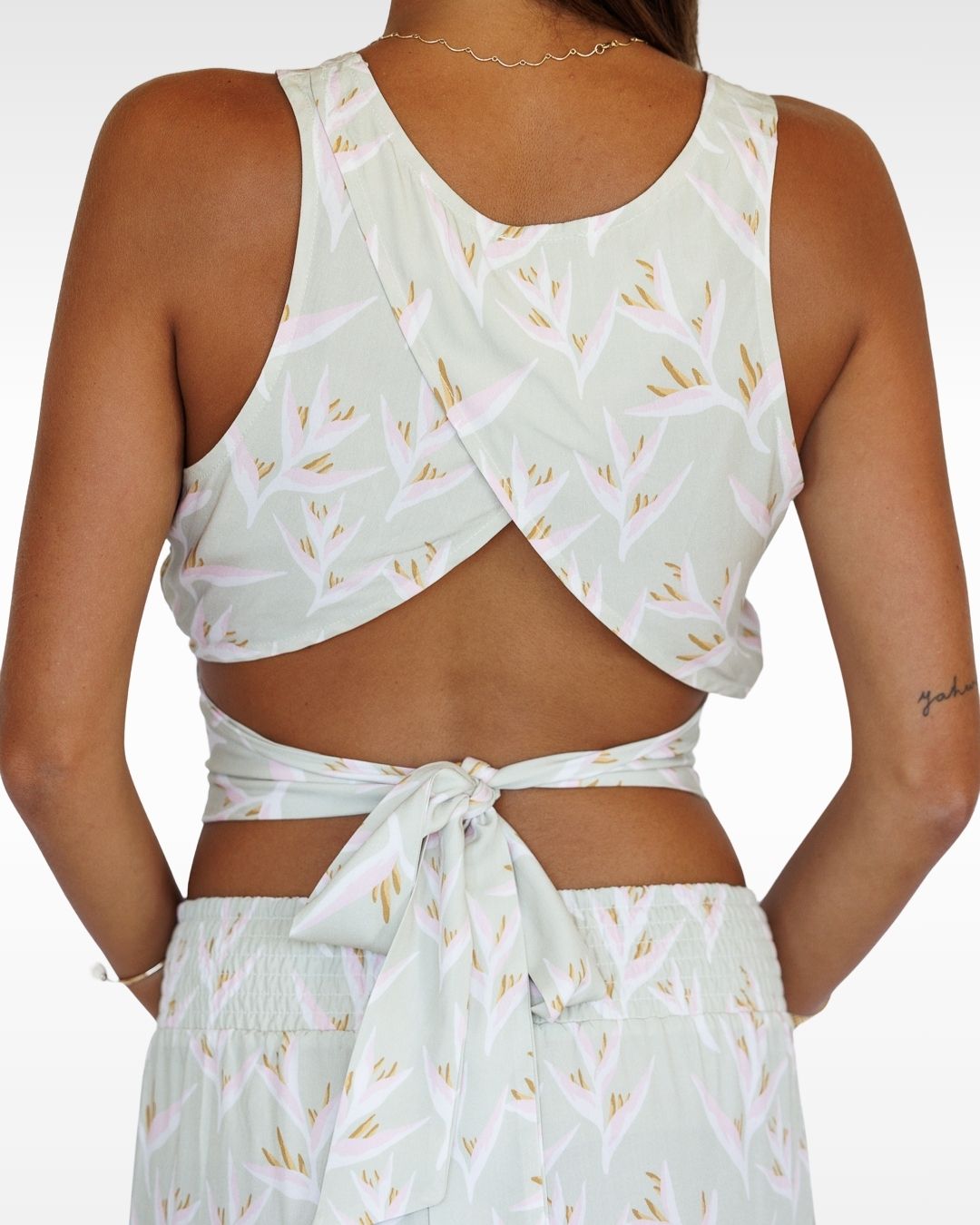 Heliconia / Hoku Tie-Back Top / Mint KEANI APPAREL