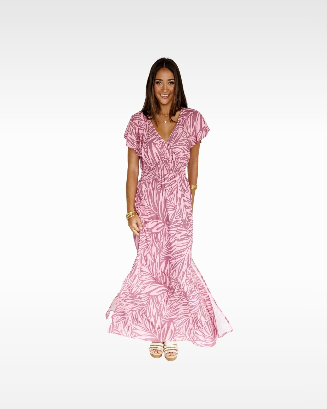 Pretty In Palms / Moana Maxi Dress / Misty Mauve KEANI APPAREL