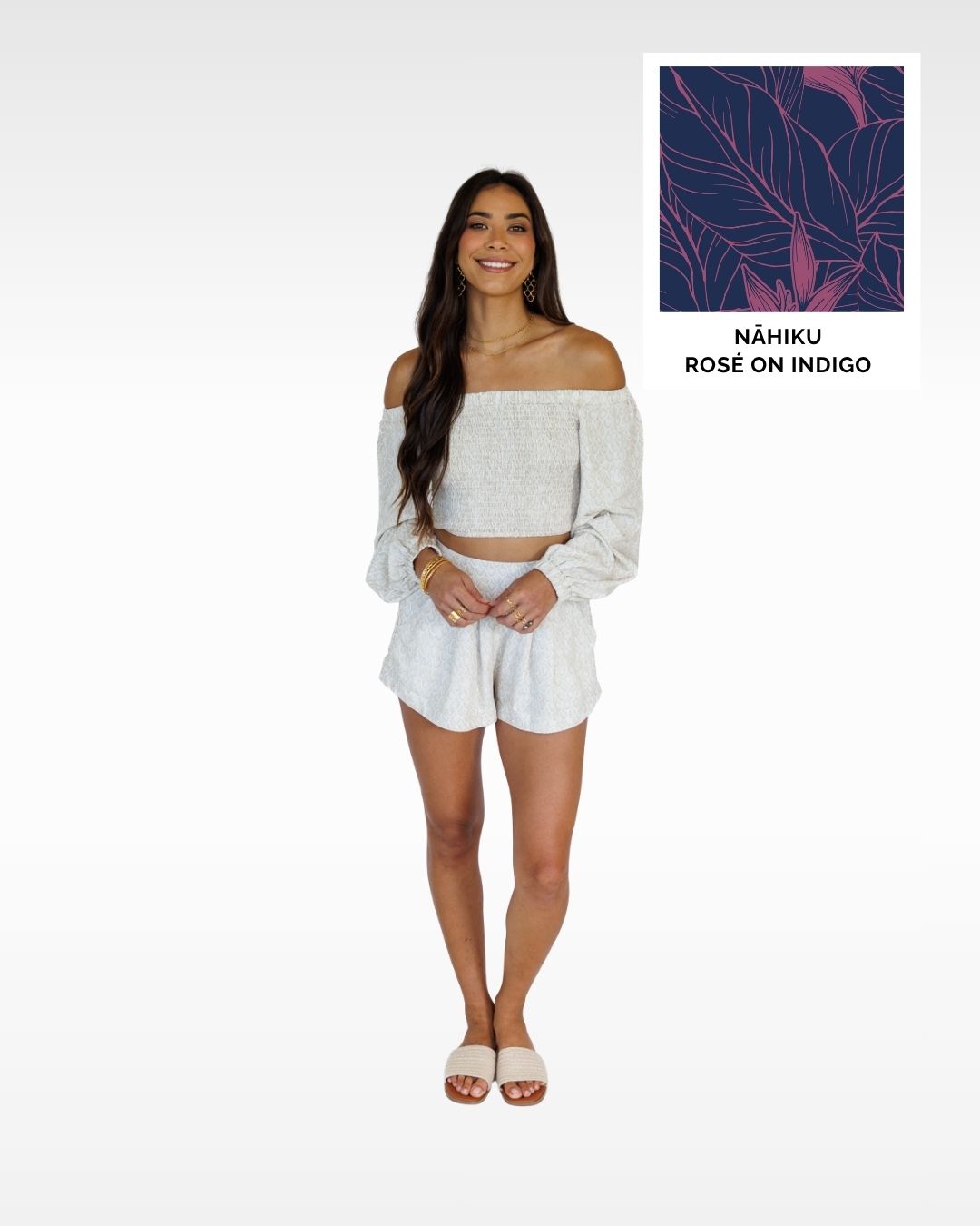 Kailua Shorts / Nāhiku / Rosé on Indigo KEANI APPAREL