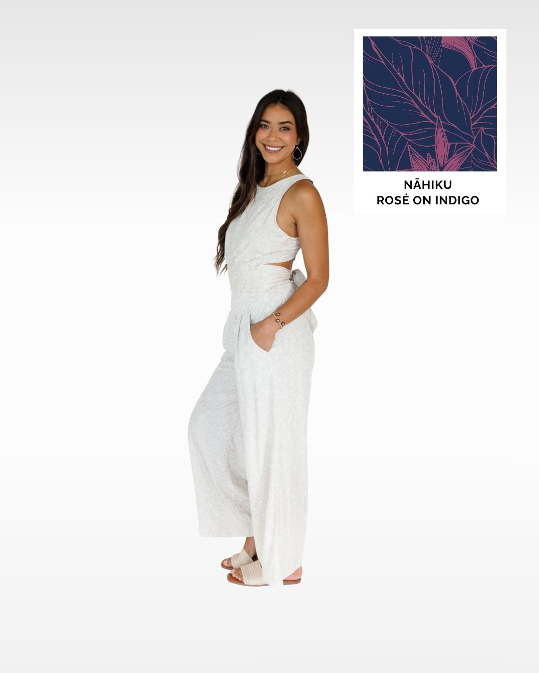 Nāhiku / Makena Resort Pant / Rosé on Indigo / Extra Long KEANI APPAREL
