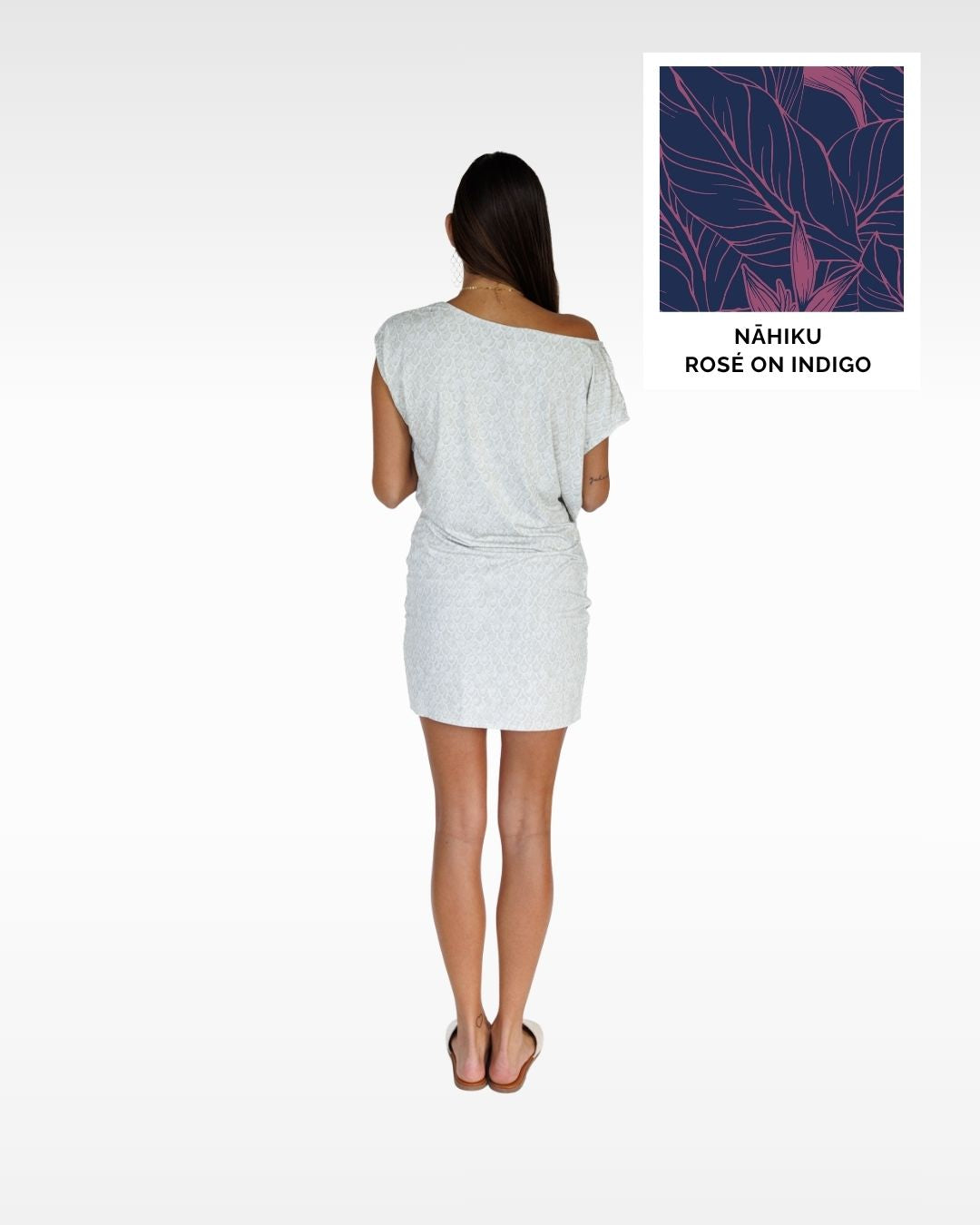 Nāhiku / Mikaia Mini Dress / Rosé on Indigo KEANI APPAREL