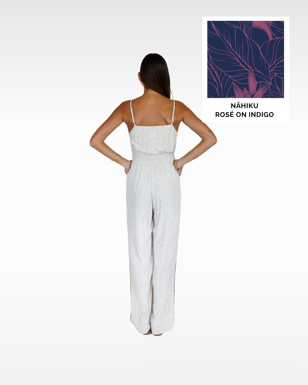 Nāhiku / Lahaina Jumpsuit / Rosé on Indigo / Extra Long KEANI APPAREL