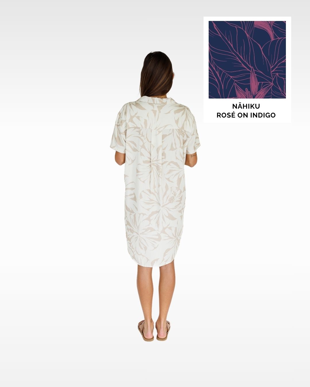 Nāhiku / Paia Shirt Dress / Rosé on Indigo KEANI APPAREL