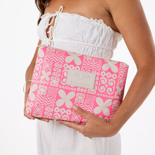 Pasifika Mid Pouch / Neon Pink & Sandstone Aloha Collection