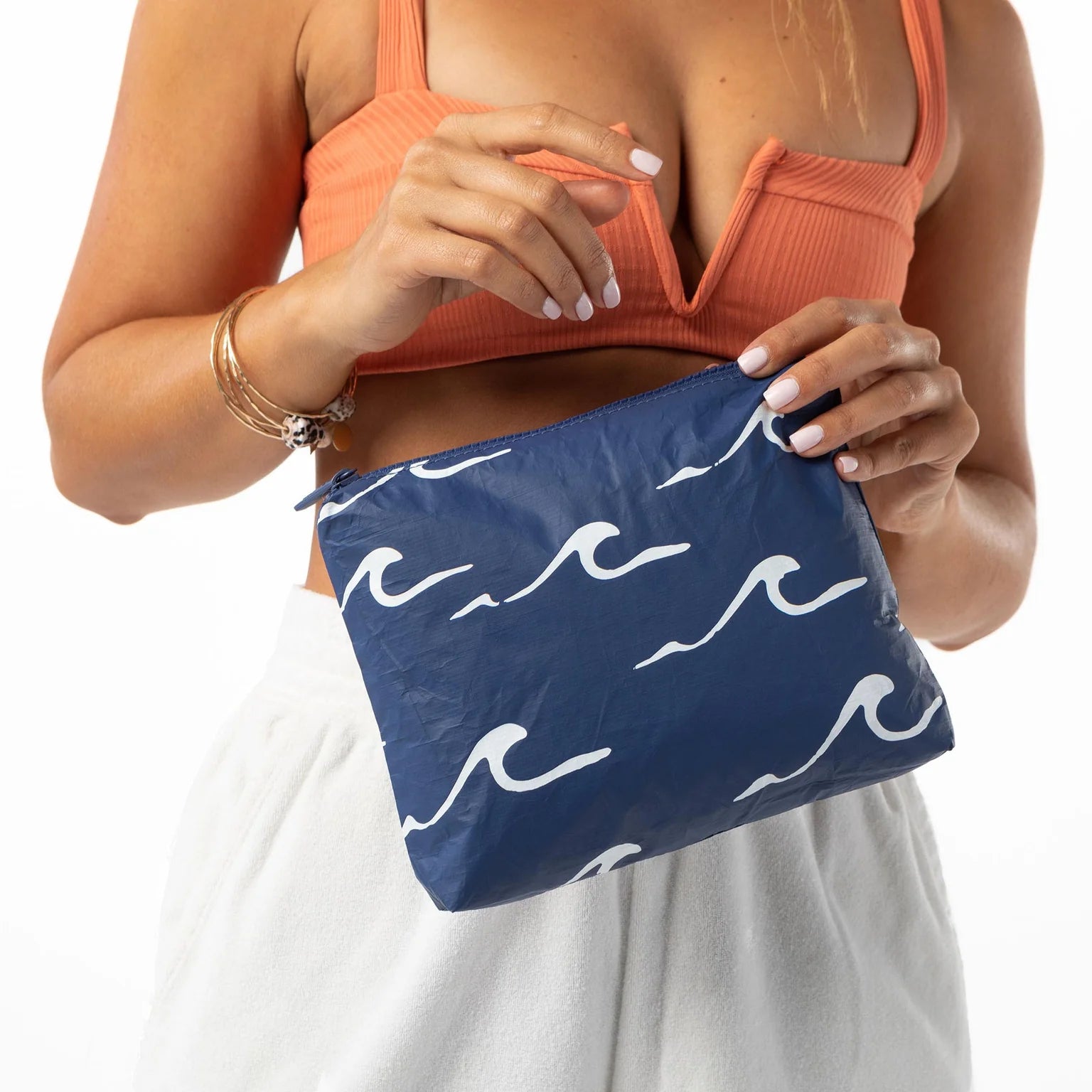 Seaside Small Pouch / White & Navy