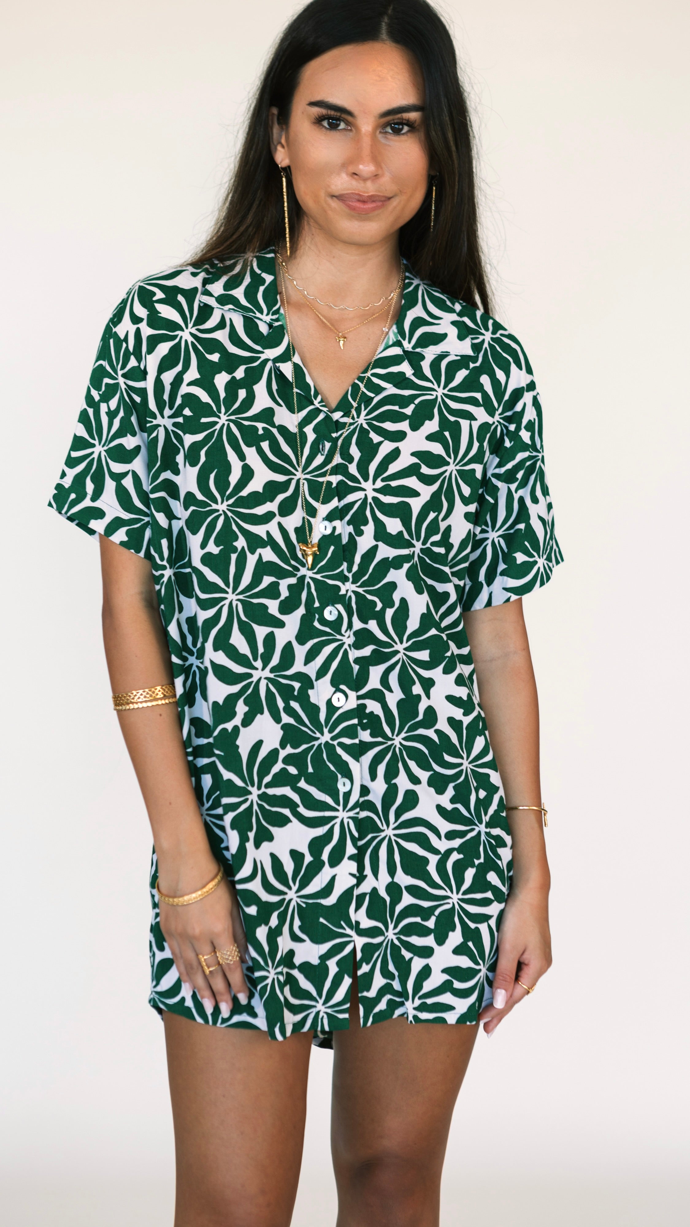 Maui Shirt Dress / Aloha Forest
