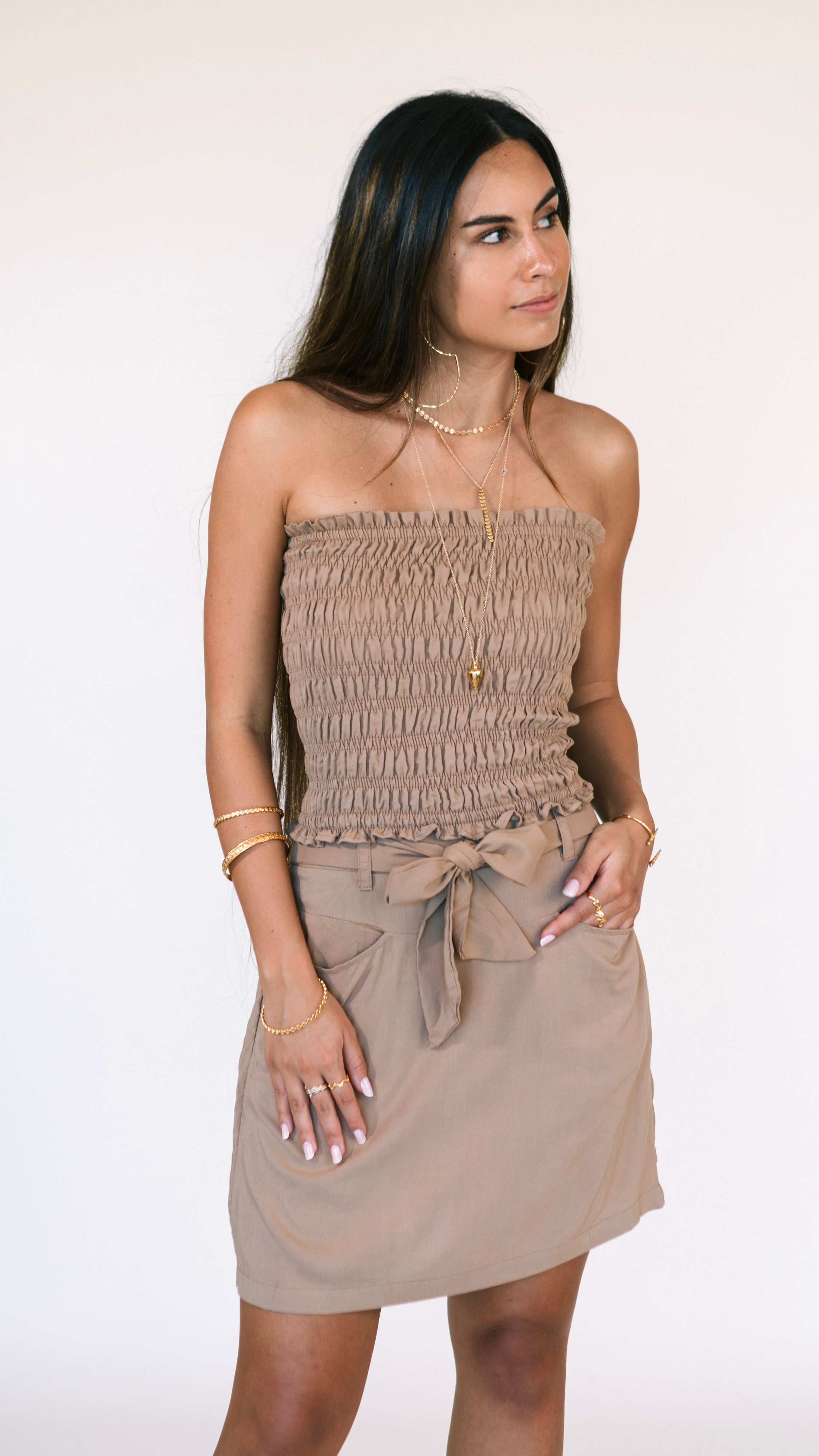 Grace Bandeau Top / Latte Khush Clothing