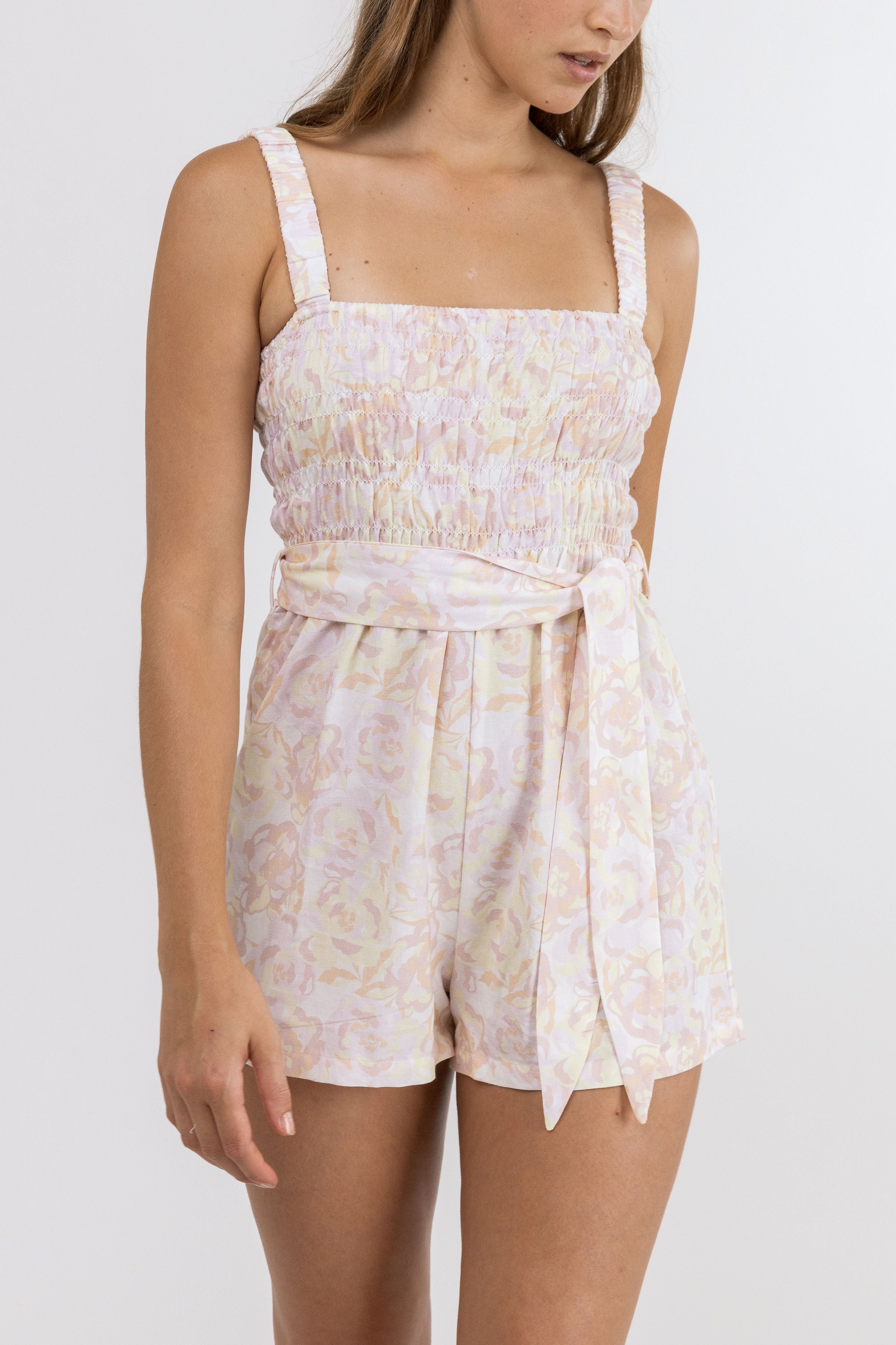 Mimosa Floral Playsuit / Ivory