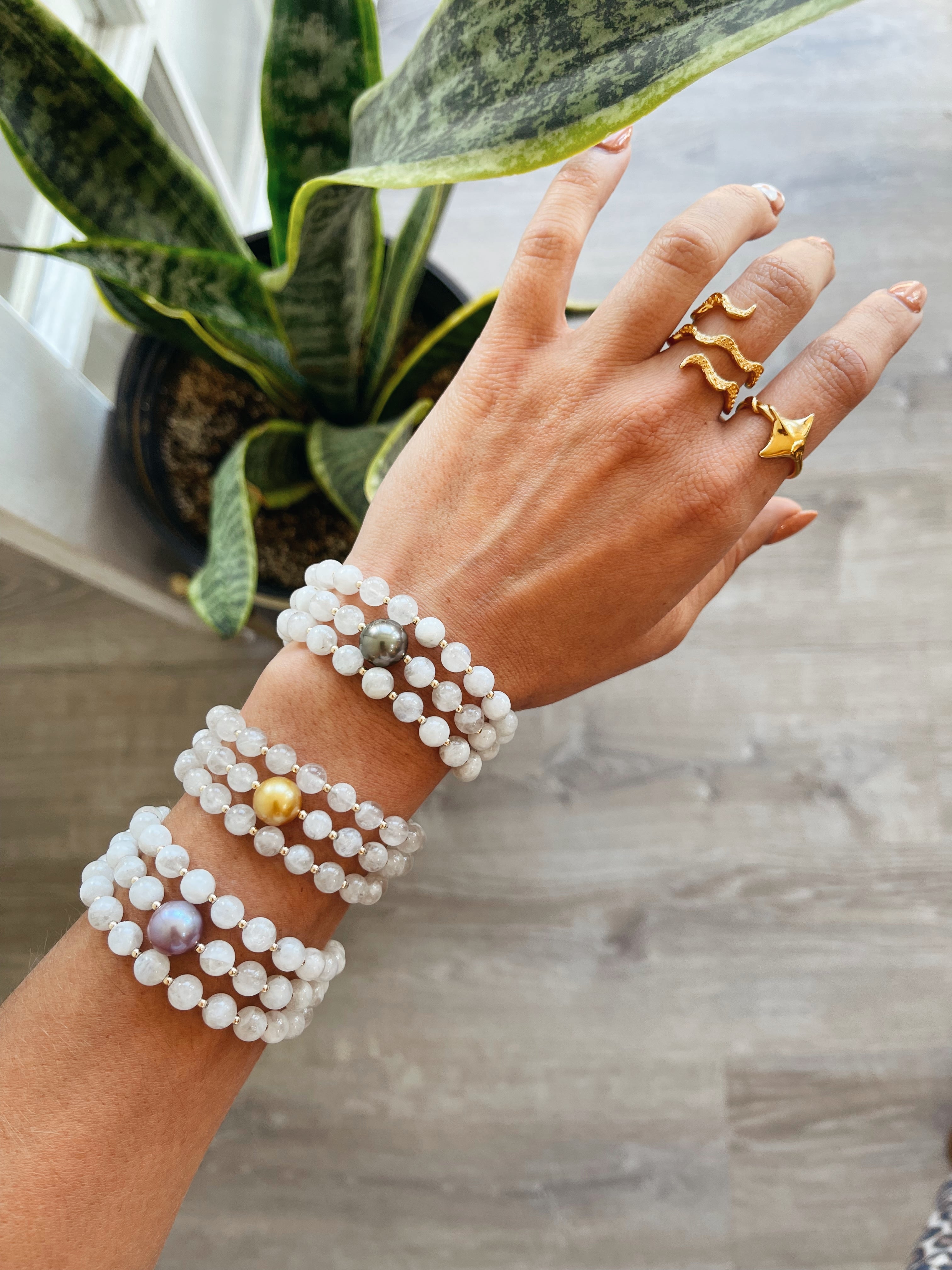 Moonstone Tahitian Wrap Bracelet / Necklace