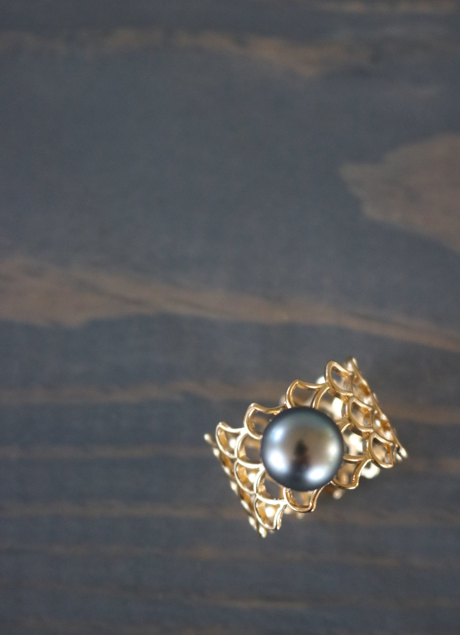 Mermesh Mermaid Ring with Tahitian Pearl, Keani Jewelry