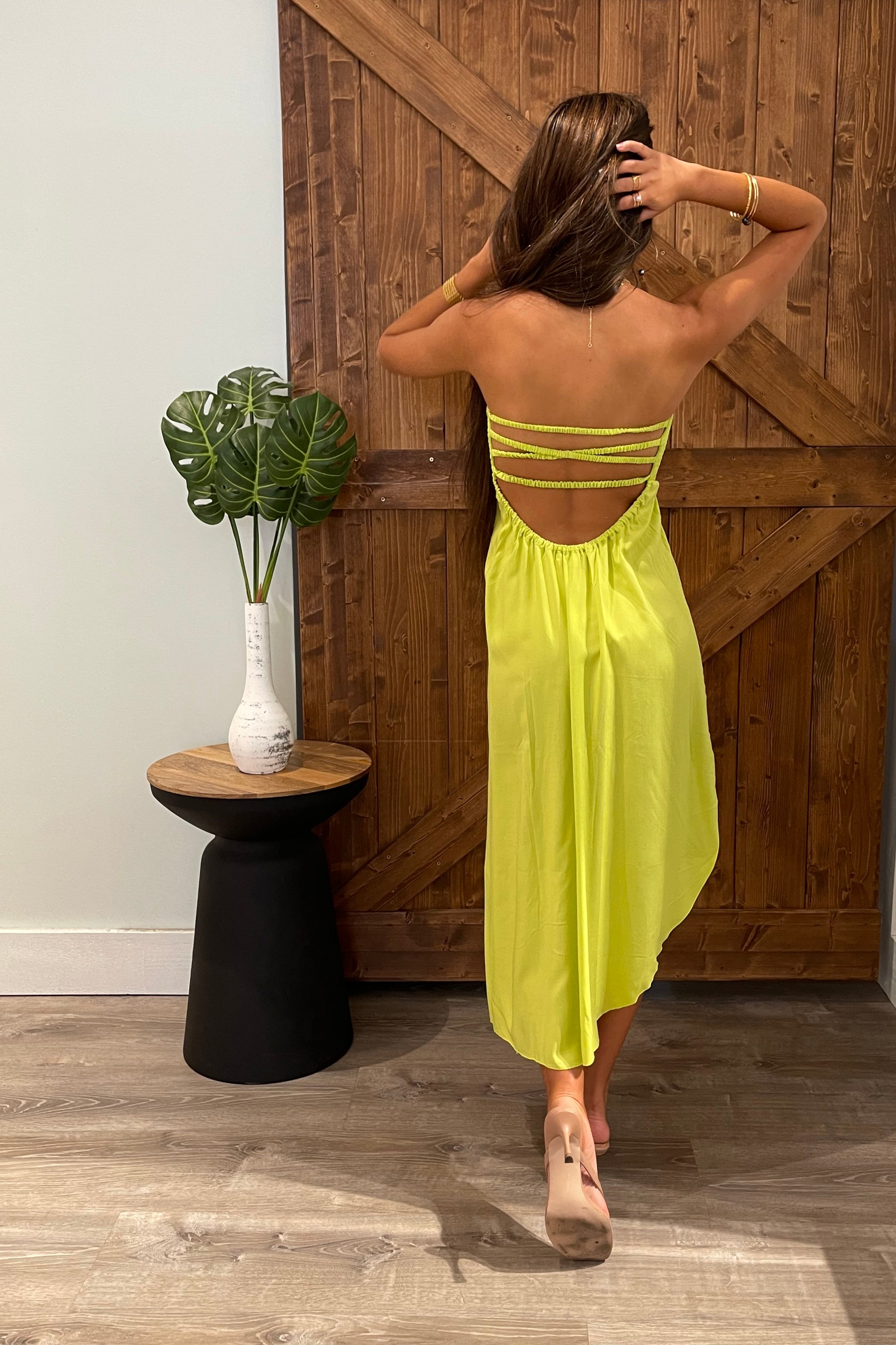 Shayla Dress / Solid Lime