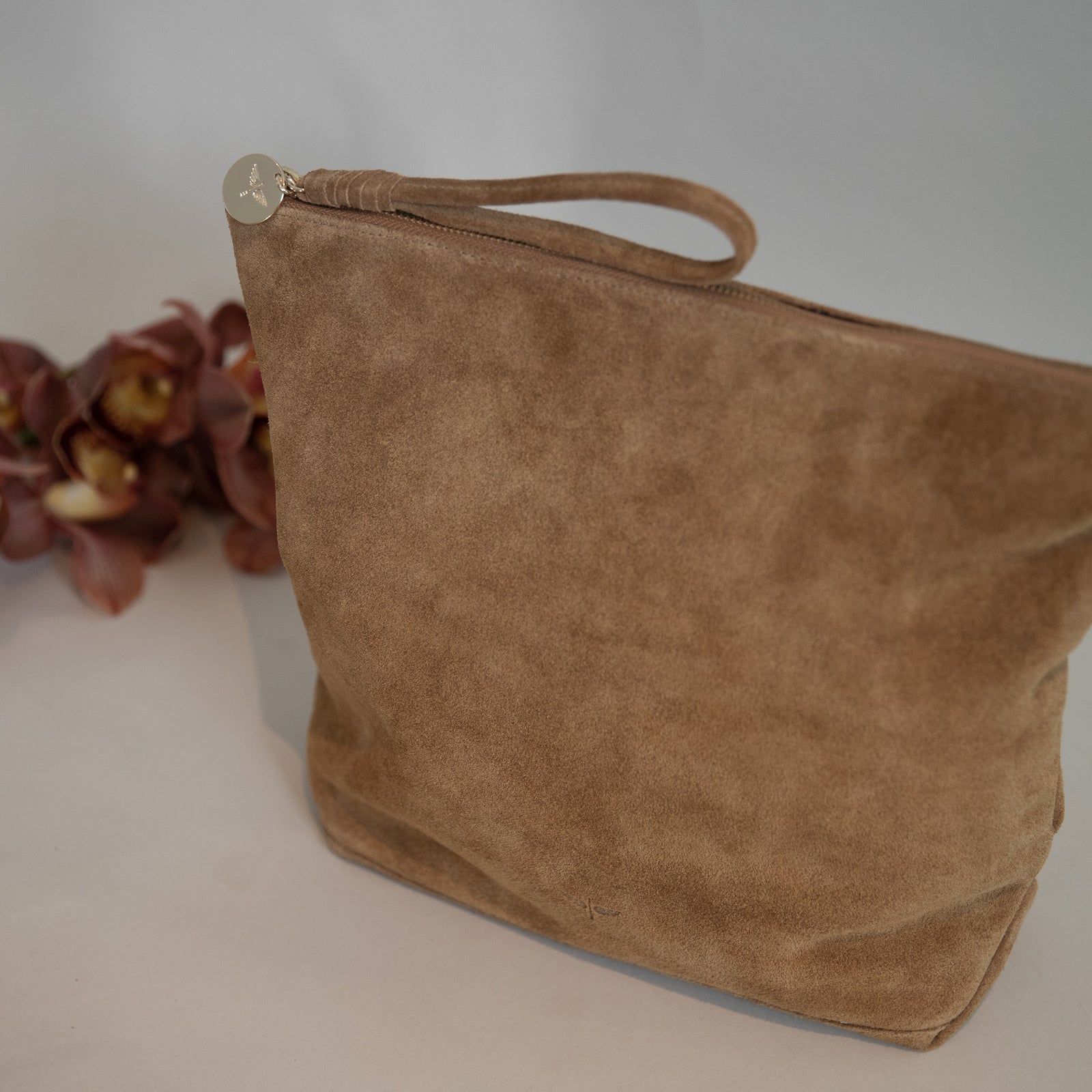 BOHO suede bag in dark camel BROWN. Soft genuine leather bag. Dark bro –  Handmade suede bags by Good Times Barcelona