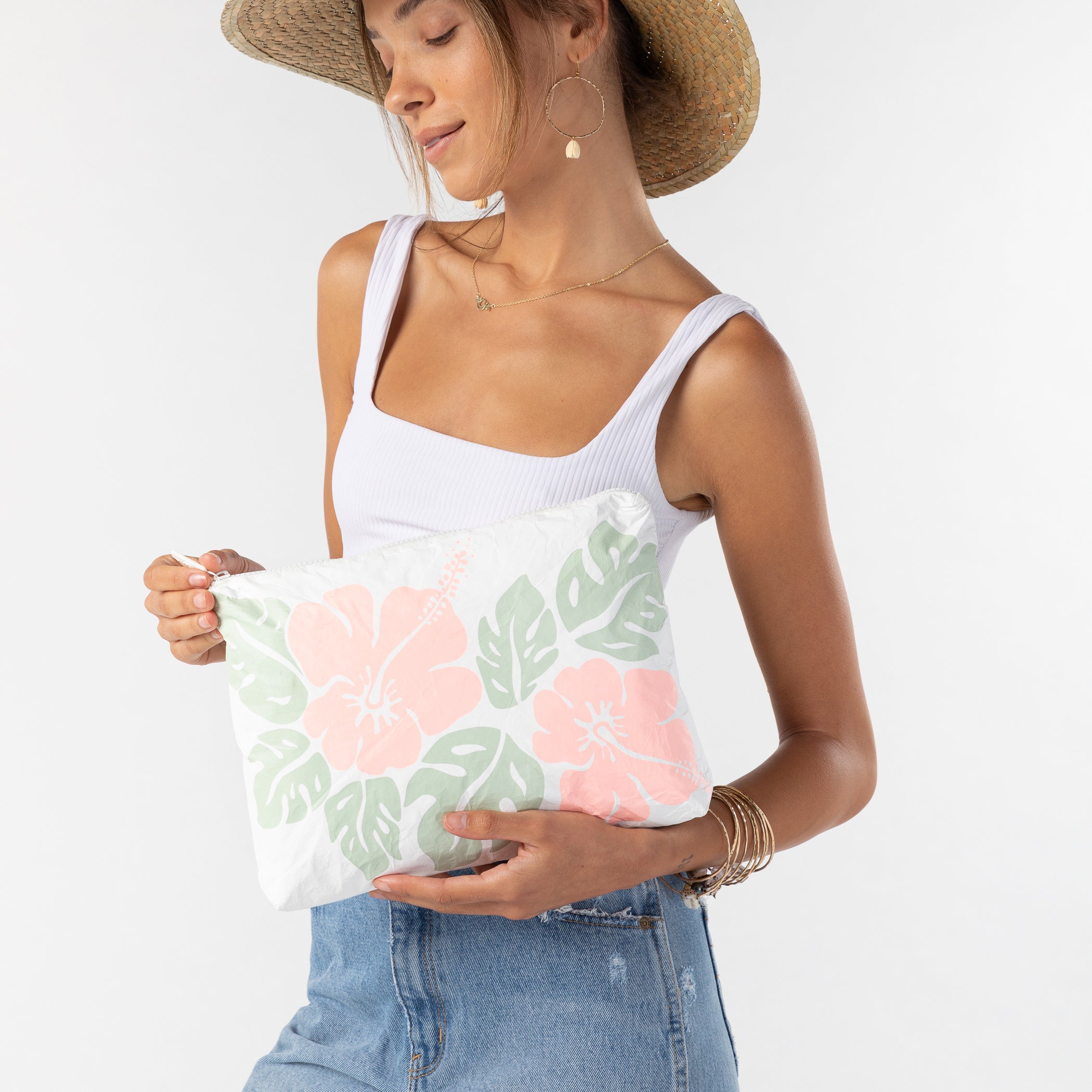 Big Island Hibiscus Mid Pouch / Melon