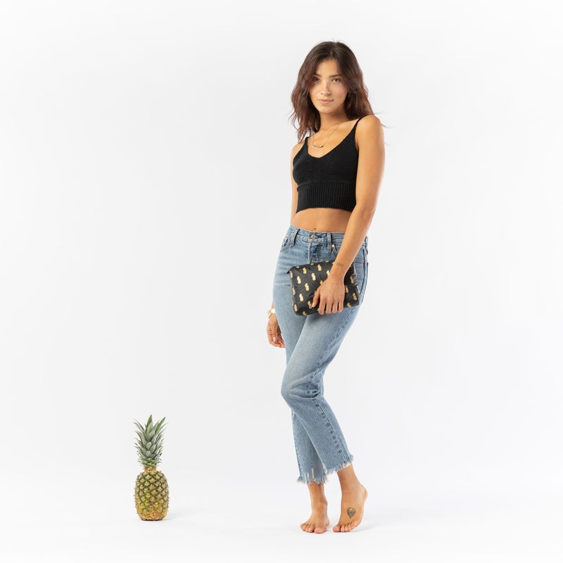 Pineapple Royale Small Pouch / Gold & Black