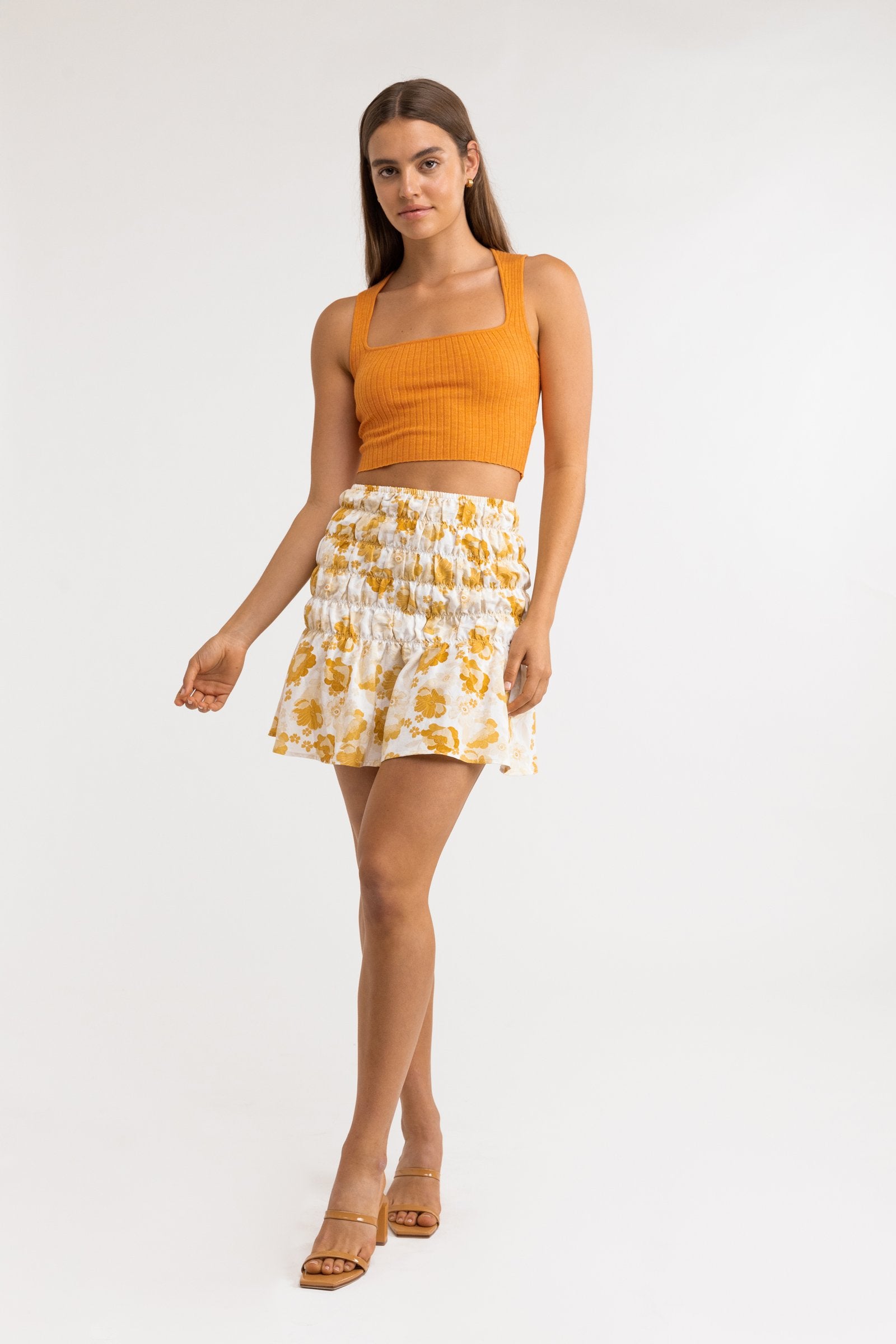 Harmony Floral Mini Skirt / Honey