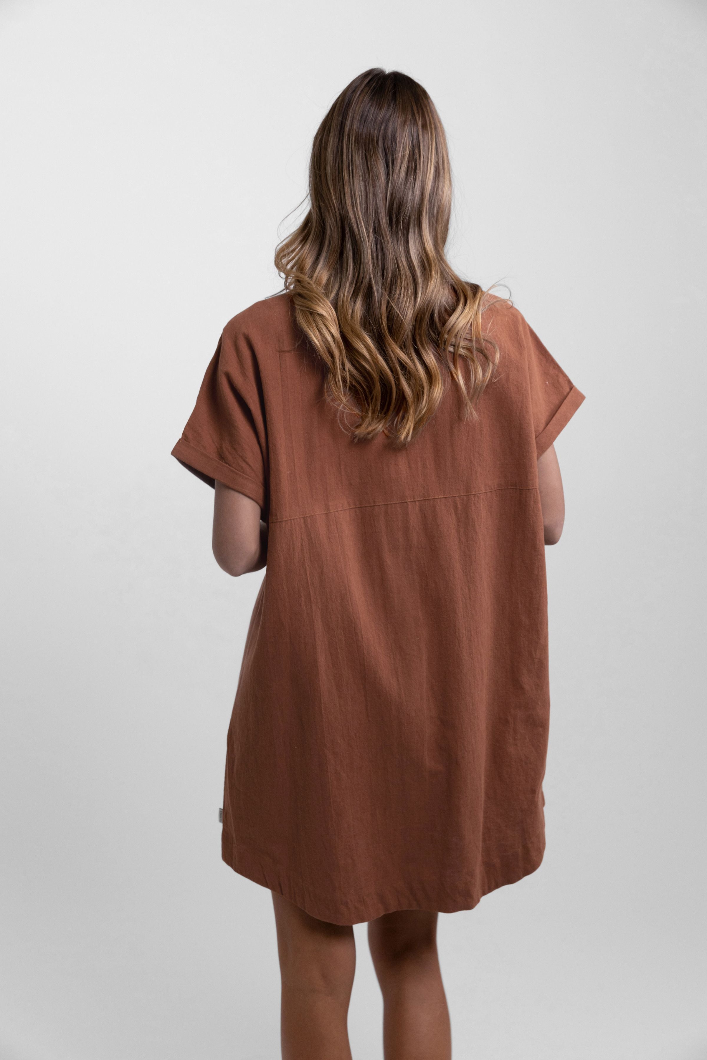 Classic Linen Shirt Dress / Baked Clay